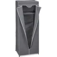 Relaxdays stoffen kast - kledingroede & 1 opbergvak - 157x60x45 cm - met ritssluiting - antraciet