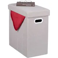 Relaxdays poef met opbergruimte - tot 150 kg - stof - opbergpoef - opvouwbaar - beige