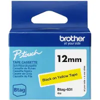 Brother Btag-631 niet-gelamineerde tape zwart op geel 12 mm (origineel)