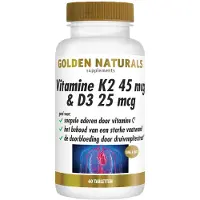 Golden naturals Vitamine K2 45mcg & D3 25mcg Tabletten