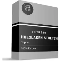 Fresh & Co Topper Hoeslaken - Katoen Jersey Stretch - Lichtgrijs 160