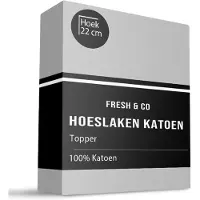 Fresh & Co Topper Hoeslaken Verkoelend - Katoen - Grijs 90 x 200 cm