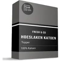Fresh & Co Topper Hoeslaken Verkoelend - Katoen - Antraciet 80 x 200