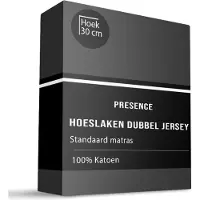 Presence Hoeslaken - Katoen Dubbel Jersey - Zwart 190/200 x 200/210 cm