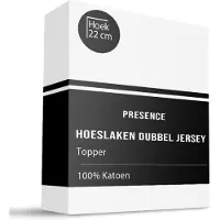 Presence Topper Hoeslaken - Katoen Dubbel Jersey - Wit 190/200 x