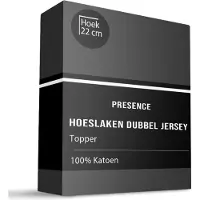 Presence Topper Hoeslaken - Katoen Dubbel Jersey - Zwart 160 x 200/210