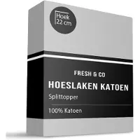 Fresh & Co Splittopper Hoeslaken - Katoen - Grijs 180 x 200 cm