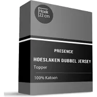 Presence Topper Hoeslaken - Katoen Dubbel Jersey - Antraciet 160 x