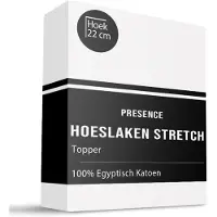 Presence Topper Hoeslaken - Egyptisch Katoen Jersey Stretch - Wit