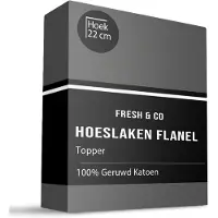 Fresh & Co Topper Hoeslaken - Flanel Katoen - Antraciet 180 x 200 cm