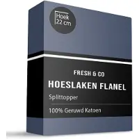 Fresh & Co Splittopper Hoeslaken Katoen Flanel - Navy 200 x 210/220