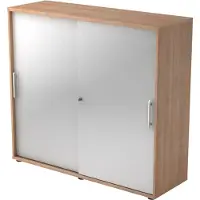 Hjh OFFICE PRO BETA 1753S - Walnoot/Zilver Hoogte van de map | 3 OH Schuifwandkast Rail handvat (kunststof)