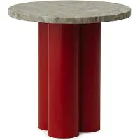 Normann Copenhagen Bijzettafel Dit Table Bright Red Travertine Silver