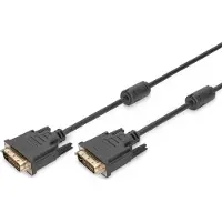 Digitus AK-320101-050-S DVI-kabel DVI Aansluitkabel DVI-D 24+1-polige stekker, DVI-D 24+1-polige stekker 5.00 m Zwart Schroefbaar, Met Ferrietkern