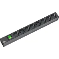 Bachmann 19" stekkerdoos 8-voudig, met schakelaar, zwart