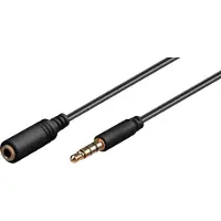 Goobay 3,5mm Jack 4-polig audio slim verlengkabel AWG28 / zwart - 0,50 meter