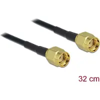 DeLOCK RP-SMA (m) - RP-SMA (m) kabel - RG174 - 50 Ohm / zwart - 0,30 meter