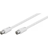 Pro Antennekabel 80 dB van 5 m, dubbel afgeschermd, wit, met coax-aansluiting aan één zijde en coaxbus aan de andere