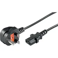 Goobay C13 (recht) - Type G / Groot-Brittannië (haaks) stroomkabel | max. 5A | 3x 1,00mm | zwart | 1,8 meter