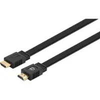 Manhattan 355643 HDMI-kabel HDMI Aansluitkabel HDMI-A-stekker, HDMI-A-stekker 10.00 m Zwart 4K UHD, Afgeschermd (dubbel), Plat, Platte uitvoering