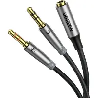24.Se Serie - AUX Splitter Kabel - 3,5 mm - Goud vergulde Pluggen - Nylon Vlechtwerk