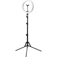 Glow Ringlamp 13 inch met Statief – Schaduwloze LED Beautylamp met Telefoonhouder – 13 BSC Zwart