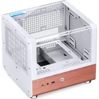Jonsbo TK-0 PC-behuizing, Mini-tower, Mini-ITX, gehard glas, houtlook - wit - Midi/Minitower