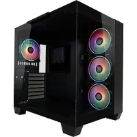 LC-Power 809-B-ON Dark Storm_X Midi-tower Gaming-behuizing Zwart Zijvenster, 4 voorgeïnstalleerde LED-ventilators