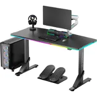 Ultradesk IRON – Gamingbureau – 132,5 x 60,5 cm – LED RGB PRISMATIC – Verstelbaar (3 hoogtes) – Stalen frame – Zwart