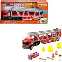 Matchbox constructievoertuig met een brandweerwagen en 8 accessoires