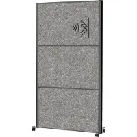 MAUL verplaatsbaar wandsysteem MAULconnecto UpLight, 3x donker akoestisch vlies, LED-verlichting, klittenbandsluiting, op wielen, H 1800 x B 1000 mm, antraciet