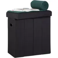 Relaxdays - opvouwbare hocker - linnen poef - opbergkist - zitkist, bank, bankje zwart
