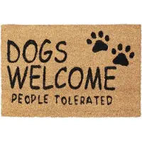 Relaxdays deurmat kokos - dogs welcome - 60x40 cm - kokos - rubberen onderkant - weervast