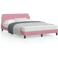 vidaXL Bedframe met hoofdeinde "Dover", roze, 140x200 cm, fluweel