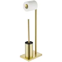 Guido Gusto Toiletbutler met wc rolhouder en wc borstel met houder compleet mat goud staand