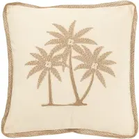 Jline Kussen vierkant palmbomen katoen crème/beige