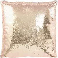 J-Line Kussen omkeerbaar sequin champagne/wit