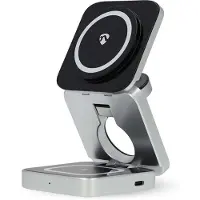 Nedis 3-in-1 draadloze Qi lader | 15W | zwart/zilver