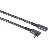 S-Conn USB-C verlengkabel | haaks (links/rechts) | USB3.1 10 Gbps | PD 100W | 4K 60Hz | nylon | 0,50 meter