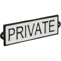 Relaxdays bordje 'private' - metalen bordje - muurbordje privé - tekstbordje van gietijzer
