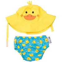 Zoocchini Puddles the duck zwemluier + zonnehoedje maat S