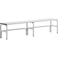 Sypro Kleedkamerbank, rvs buis/aluminium, enkel, L 1500 mm, lichtgrijs