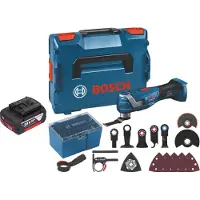 Bosch GOP 18V-34 Professional accu-multicutter 18 V Starlock Plus + 1x accu 5,0 Ah + 17-delige accessoireset + L-Boxx - zonder oplader
