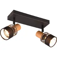 TRIO 2 Lichts Opbouwspot Nandini Zwart Met Hout