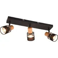 TRIO 3 Lichts Opbouwspot Nandini Zwart Met Hout