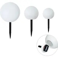 QAZQA Set van 3 buiten vloerlampen wit incl. LED solar IP44 - Ludger