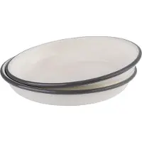 Aps Diep geëmailleerd bord, diameter: 220 mm, set van 2, Bord, Wit