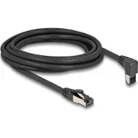 DeLOCK RJ45 netwerkkabel Cat.8.1 S/FTP, 90 graden gebogen / recht, 3 meter, zwart