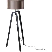 QAZQA Vloerlamp zwart met bruine fluwelen kap 50cm - Puros