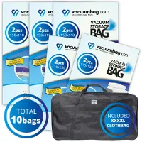 Vacuumbag.com Vacuumzakken voor Tuinkussens Pakket met opbergtas [Set 10 zakken+tas]